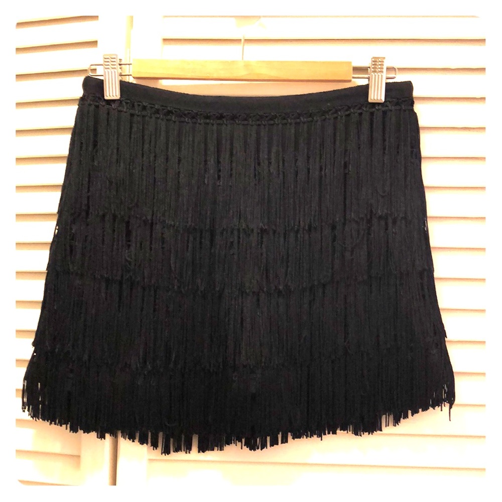 Layered fringe mini skirt
